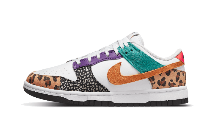 Nike Dunk Low Safari Mix biały-fioletowy - widok główny z boku | Saturaise.com