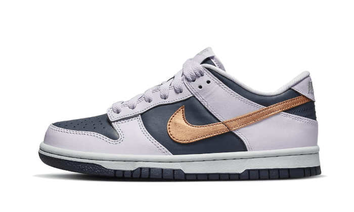 Nike Dunk Low SE Copper Swoosh niebieski-fioletowy - widok główny z boku | Saturaise.com