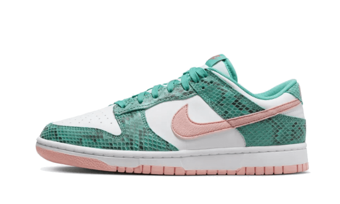 Nike Dunk Low Snakeskin Washed Teal Bleached Coral czarny-biały - widok główny z boku | Saturaise.com