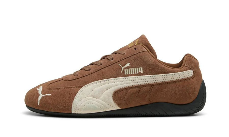 Balenciaga Puma Speedcat OG Haute Coffee Frosted Ivory (Gold Tongue Logo) brązowy-beżowy - widok główny z boku | Saturaise.co