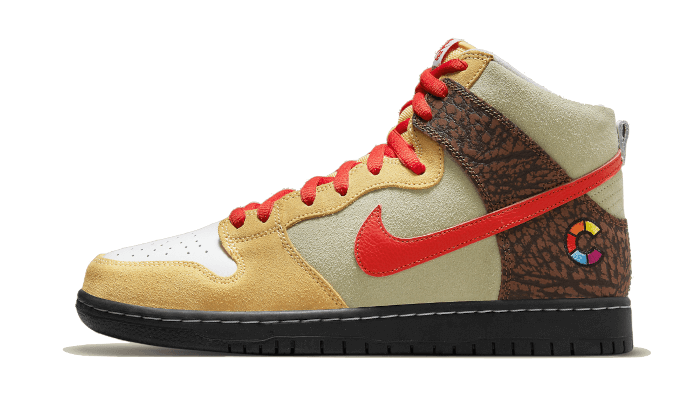 Nike SB Dunk High Color Skates Kebab and Destroy czerwony-zielony - widok główny z boku | Saturaise.com