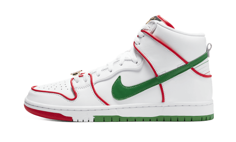 Nike SB Dunk High Paul Rodriguez biały-czerwony - widok główny z boku | Saturaise.com