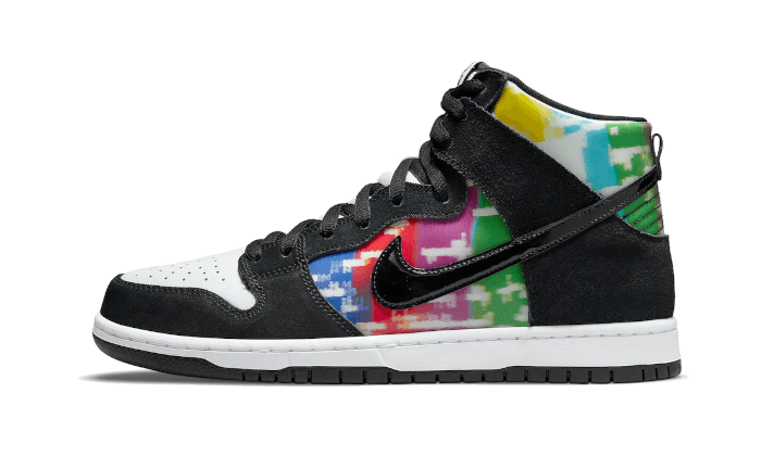 Nike SB Dunk High TV Signal czarny-niebieski - widok główny z boku | Saturaise.com