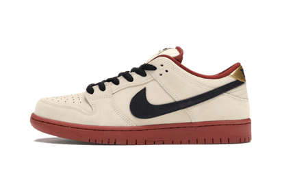 Yeezy SB Dunk Low Muslin czarny-czerwony - widok główny z boku | Saturaise.com