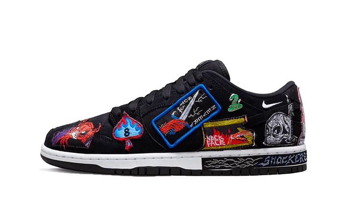 Nike SB Dunk Low Neckface czarny-biały - widok główny z boku | Saturaise.com