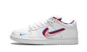 Yeezy SB Dunk Low Parra biały-czerwony - widok główny z boku | Saturaise.com