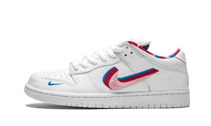 Yeezy SB Dunk Low Parra biały-czerwony - widok główny z boku | Saturaise.com
