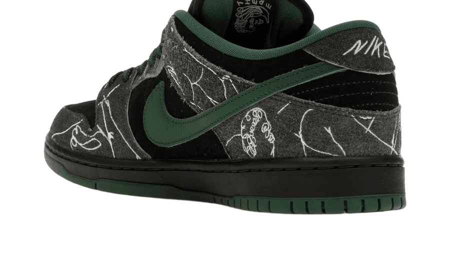 Yeezy There Skateboards x Nike SB Dunk Low "Black" czarny-biały - detale i podeszwa | Saturaise.com