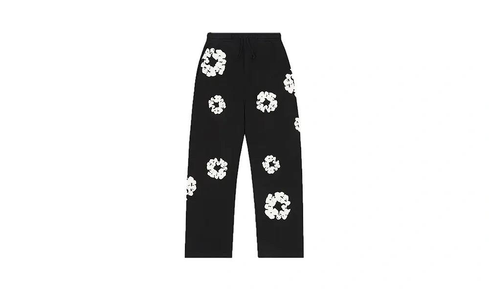 Spodnie Dresowe Denim Tears Cotton Wreath Pants Open Hem Black