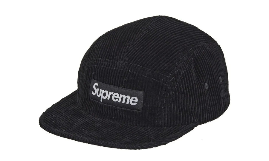 Supreme Supreme Corduroy Camp Cap (FW24) Black - widok główny z boku - Akcesoria