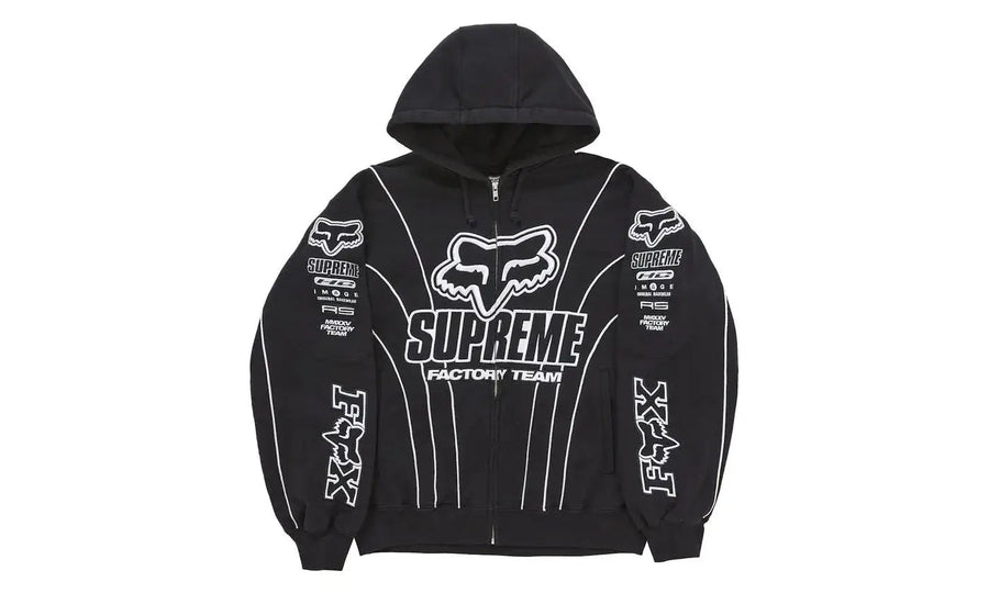 Fox Racing x Supreme Zip Up Hooded Sweatshirt Black