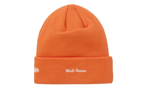 Supreme New Era Box Logo Beanie (FW24) Dark Orange - Supreme New Era Box Logo Beanie (FW24) Dark Orange - widok z drugiego boku - Markowe dodatki