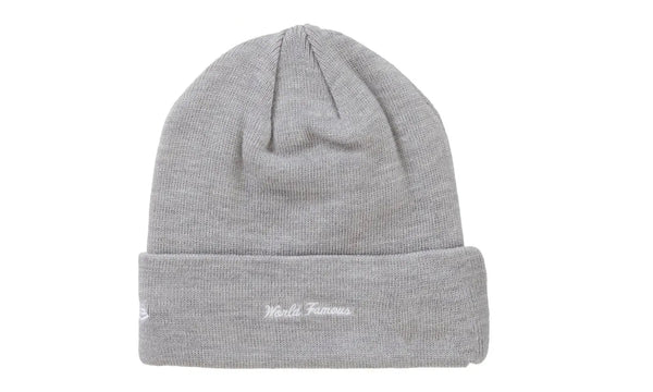 Supreme New Era Box Logo Beanie (FW24) Heather Grey - Supreme New Era Box Logo Beanie (FW24) Heather Grey - widok z drugiego boku - Markowe dodatki