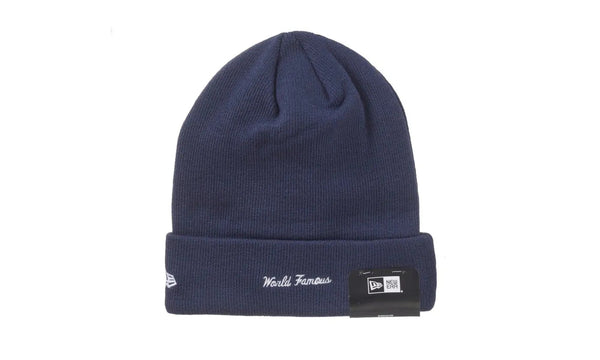 Supreme New Era Box Logo Beanie (FW24) Navy - Supreme New Era Box Logo Beanie (FW24) Navy - widok z drugiego boku - Markowe dodatki