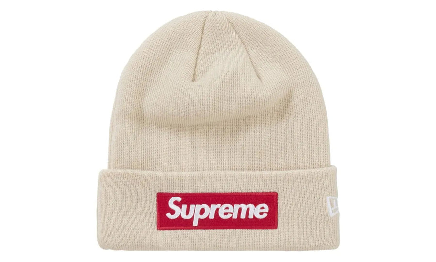 Supreme Supreme New Era Box Logo Beanie (FW24) Stone - widok główny z boku - Akcesoria