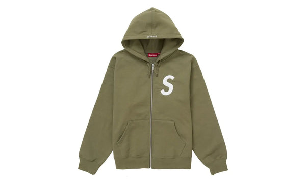 Supreme S Logo Zip Up Hooded Sweatshirt (FW24) Light Olive
