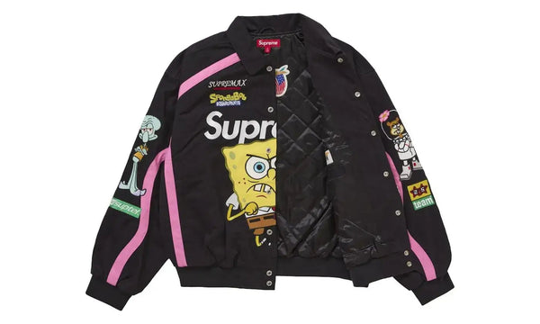 Supreme SpongeBob SquarePants Jeff Hamilton Racing Jacket Black - Supreme SpongeBob SquarePants Jeff Hamilton Racing Jacket Black - widok z drugiego boku - Premium Quality