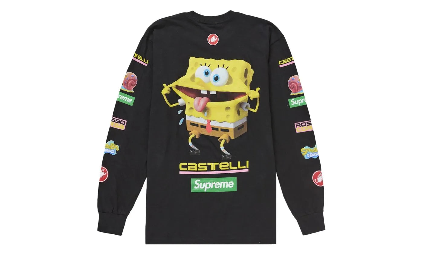 Supreme Supreme SpongeBob/Castelli Racing L/S Tee Black - widok główny z boku - Streetwear